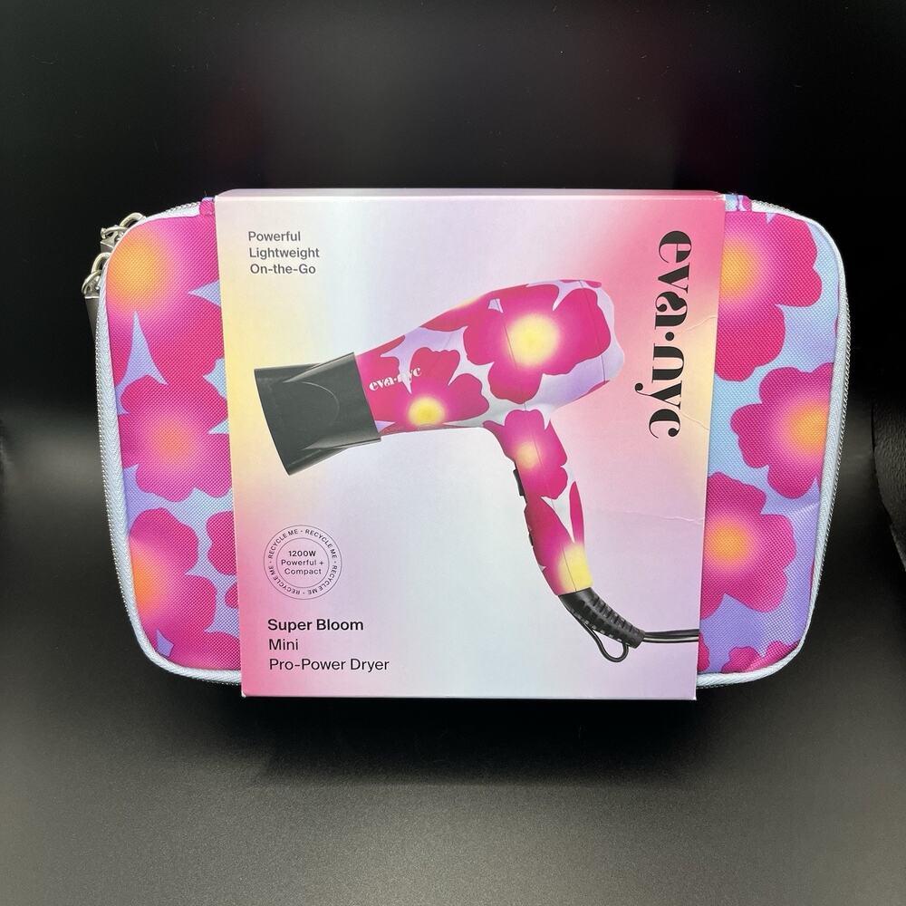 Eva NYC Super Bloom Mini Pro Power Hair Dryer 1200W Compact Travel NWT